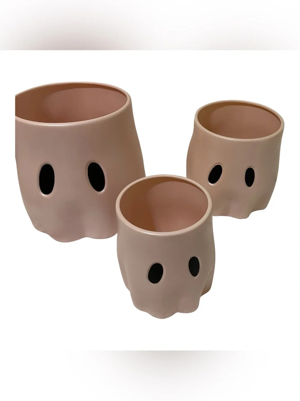 Viral Dollar General Pink Halloween Ghost Plastic Planters (Lg, Md, Sm) - NWT **